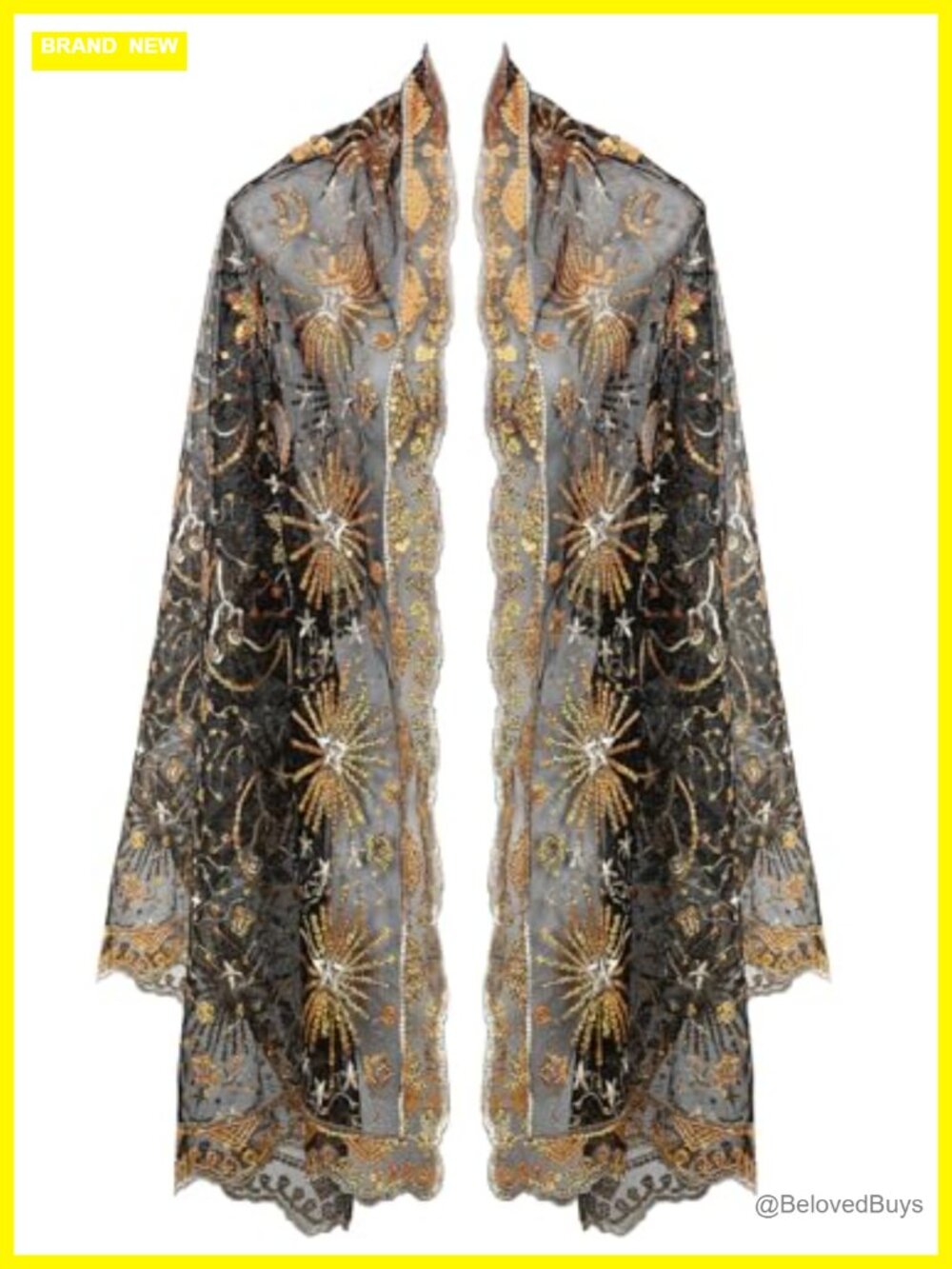 Sequin Embroidered Mesh Wrap Shawl Evening Party Cover Up